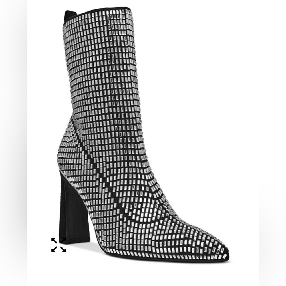 Steve Madden Black and Silver Heeled Boots​
